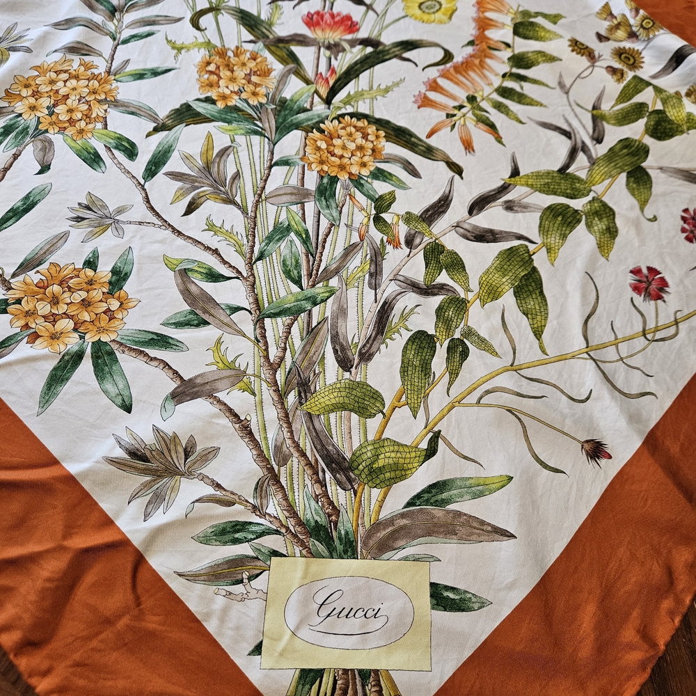Vintage Gucci Floral Silk Scarf